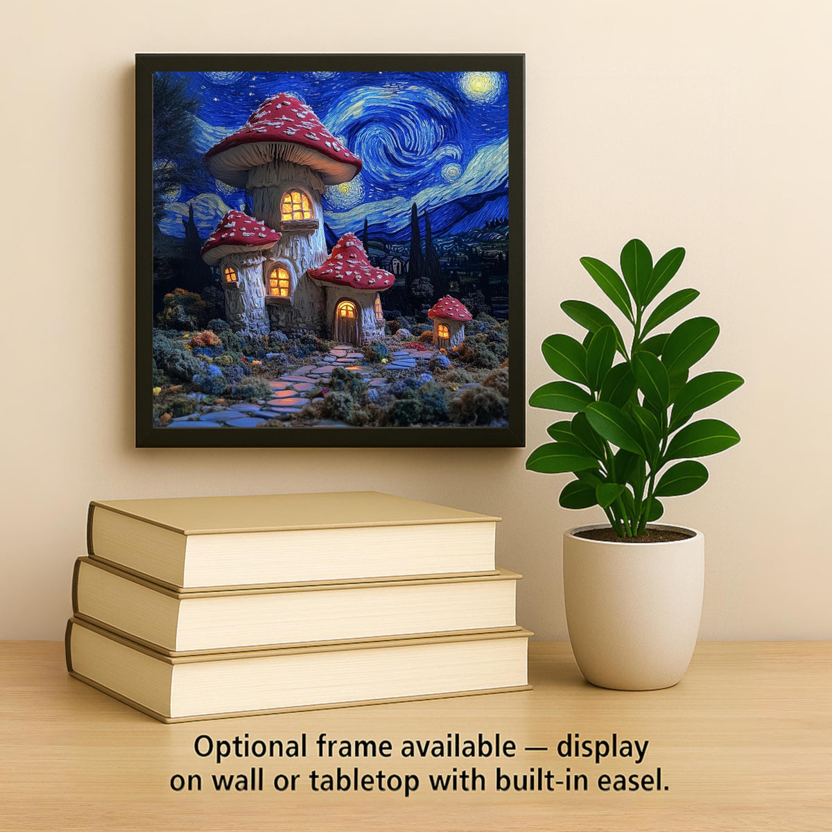 Mushroom Cottage Wall Art Ceramic Tile Cottagecore Gift Fairy House Decor Fantasy Home Gift Whimsical Tile