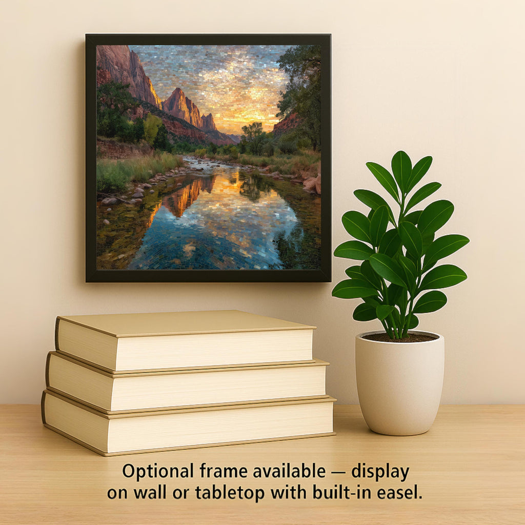 Zion Canyon Wall Art Ceramic Tile Utah Gift Sunset Decor Southwest Canyon Art River Reflection Gift Tile