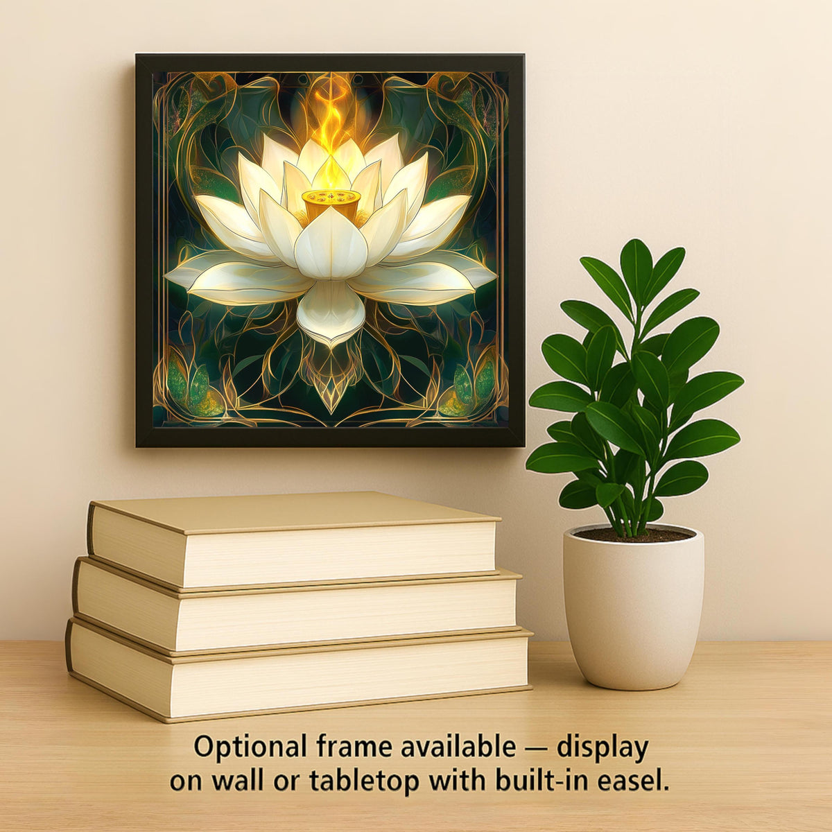Lotus Ceramic Tile Wall Art Art Nouveau William Morris Style Spiritual Botanical Yoga Meditation Decor
