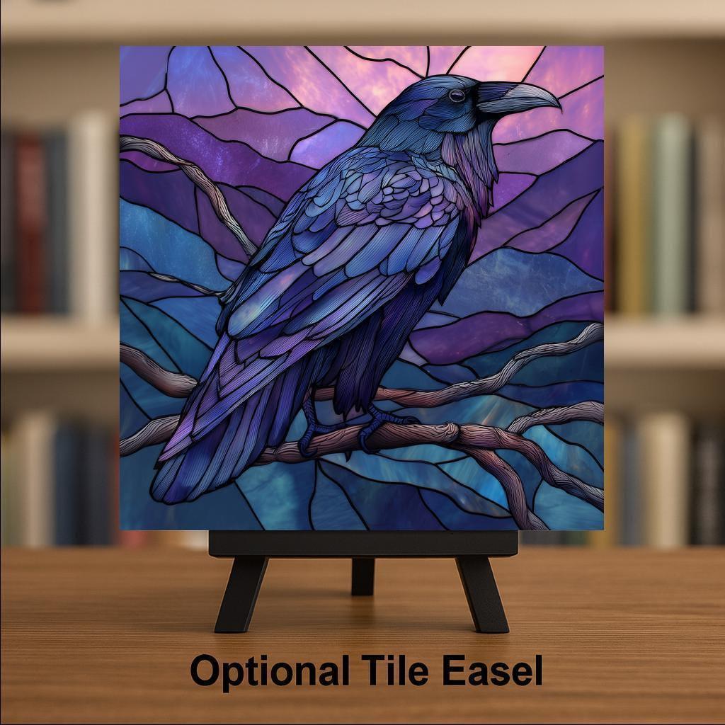 Raven Wall Art Ceramic Tile Gothic Decor Gift Witchy Home Decor Mystical Bird Art Fantasy Gift Tile