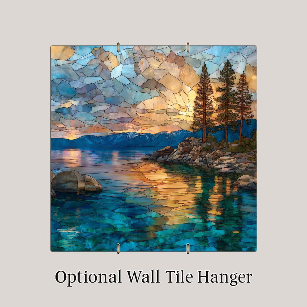 Lake Tahoe Sunset Wall Art Ceramic Tile California Gift Mountain Decor Coastal Nature Art Lake Lover Gift Tile