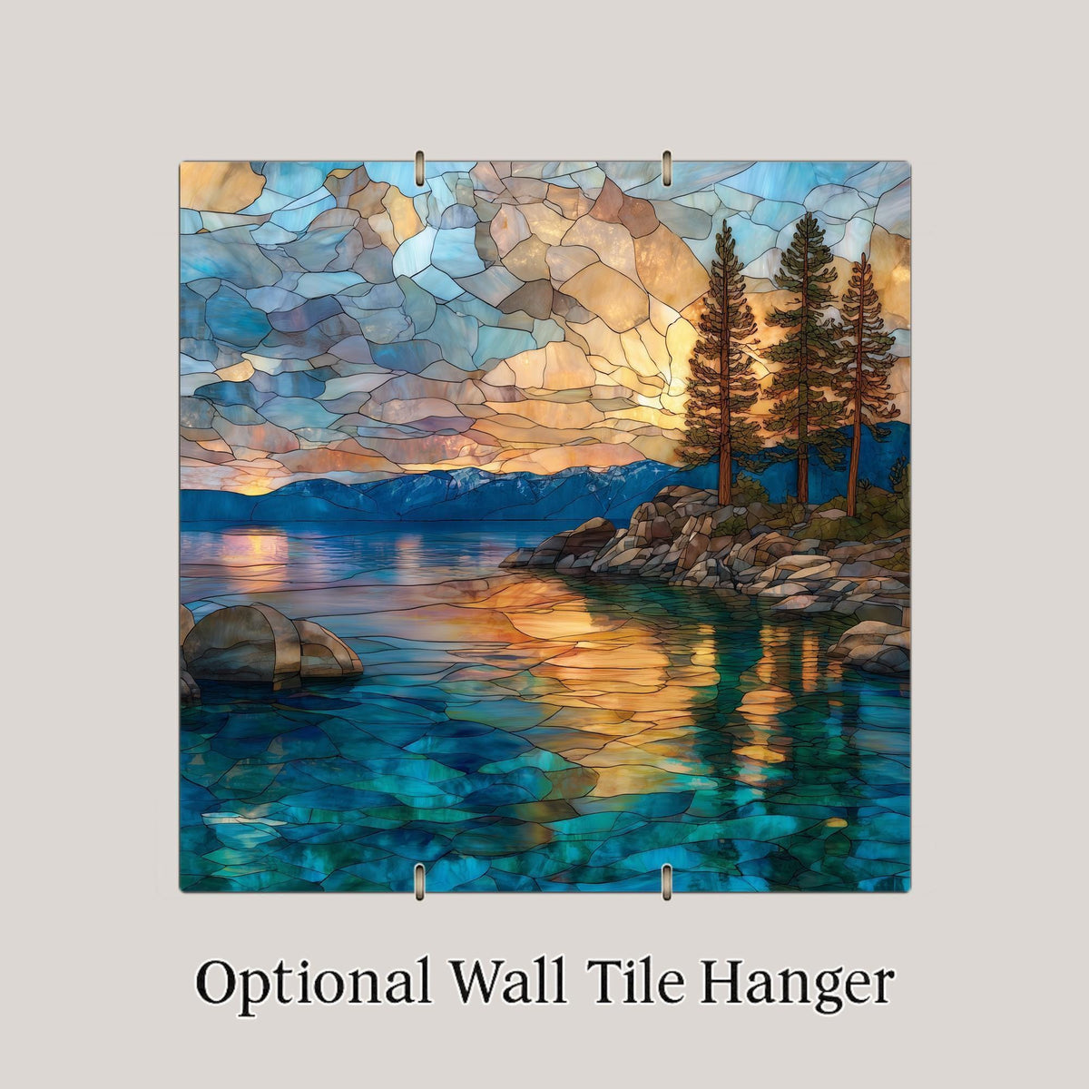 Lake Tahoe Sunset Wall Art Ceramic Tile California Gift Mountain Decor Coastal Nature Art Lake Lover Gift Tile