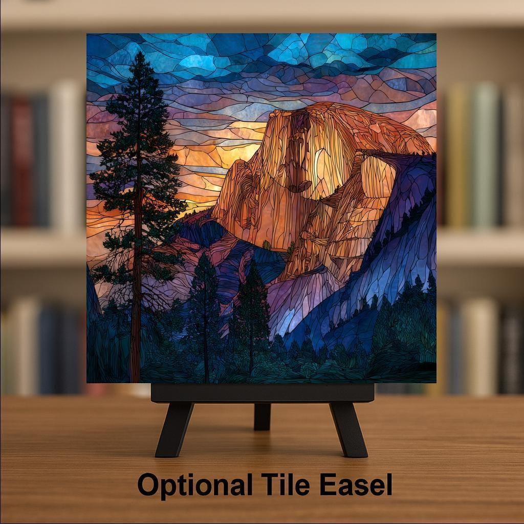 Yosemite Sunset Ceramic Art Tile: Cabin Wall Decor Nature Lover Gift Woodland Home Decor Wall Art California Landscape Yosemite Nature Ar