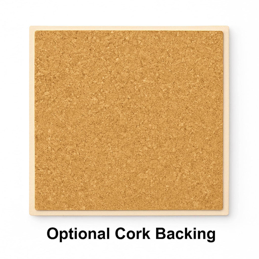 Optional cork backing for ceramic art tiles, adds protection and non-slip surface for wall art or décor.