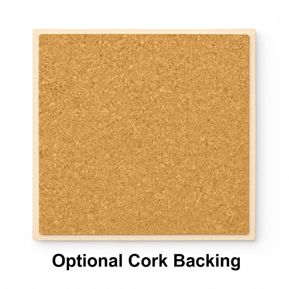 Optional cork backing for ceramic art tiles, adds protection and non-slip surface for wall art or décor.