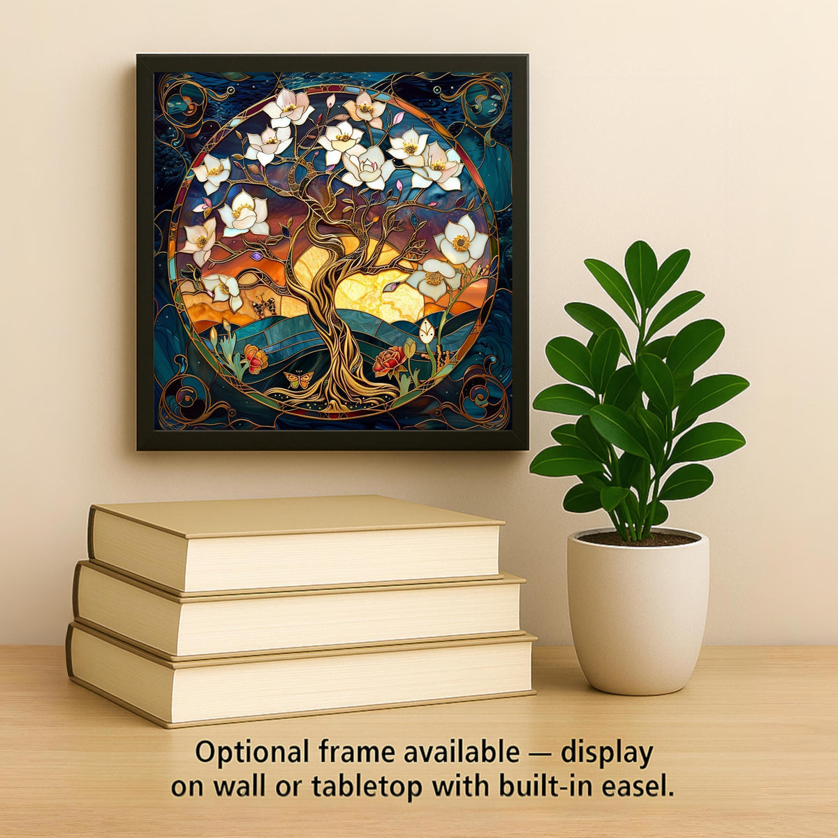 Tree of Life Ceramic Tile Wall Art William Morris Style Art Nouveau Stained Glass Spiritual Botanical Decor