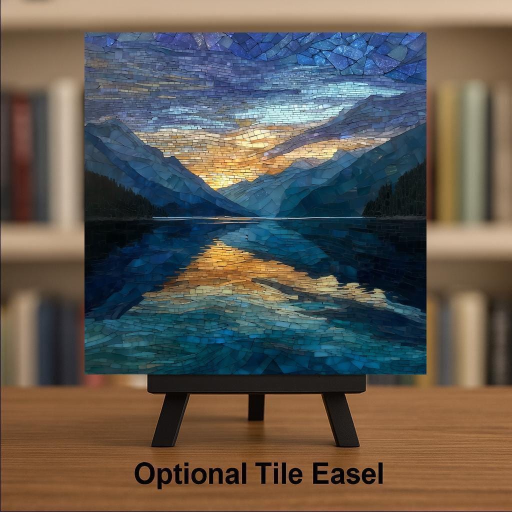 Ross Lake Wall Art Ceramic Tile North Cascades Gift Mountain Reflection Decor PNW Nature Art Hiker Gift Tile
