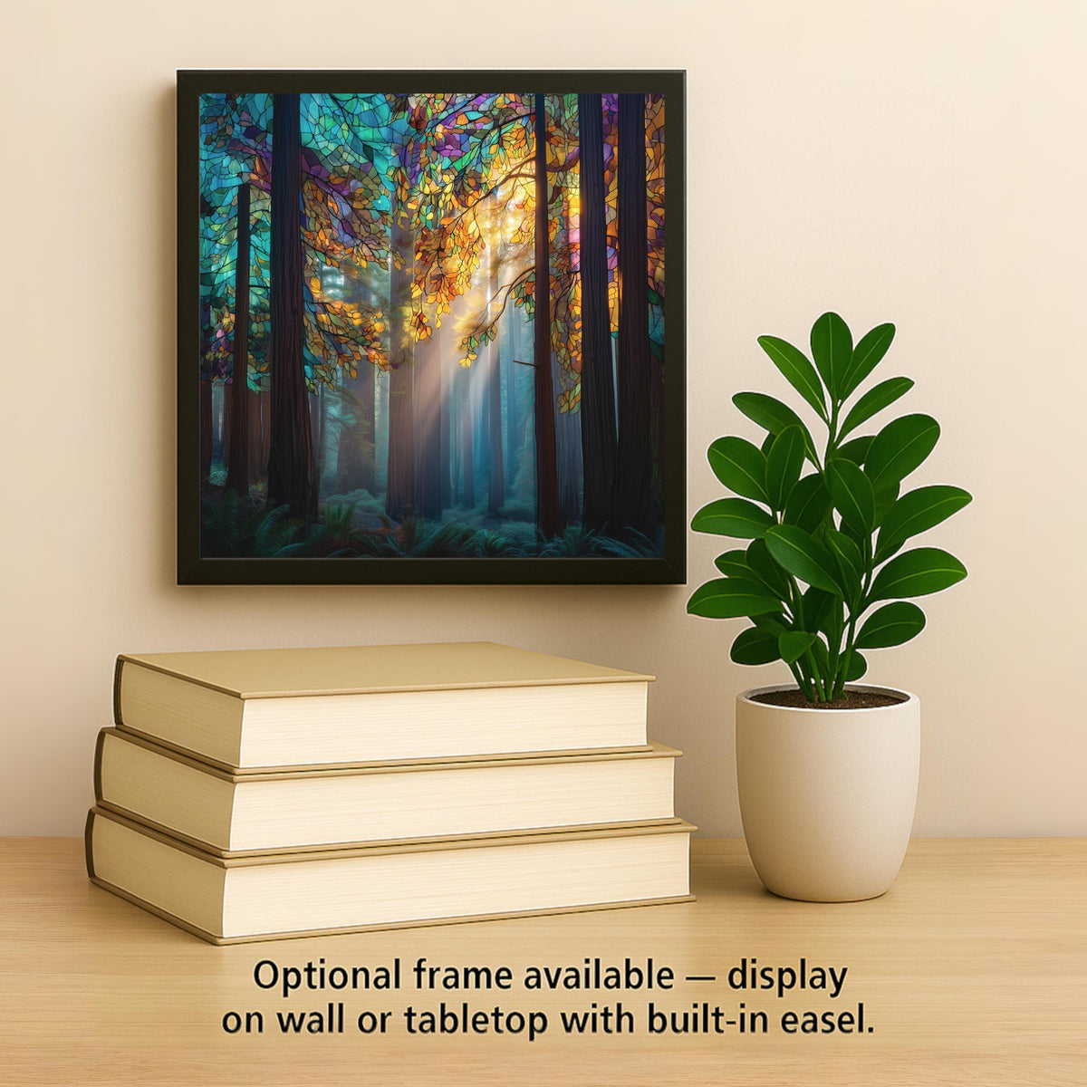 Redwoods Stained Glass Style Ceramic Art Tile: Cabin Wall Decor Nature Lover Gift Home Decor Wall Art California Forest Redwood Nature Art