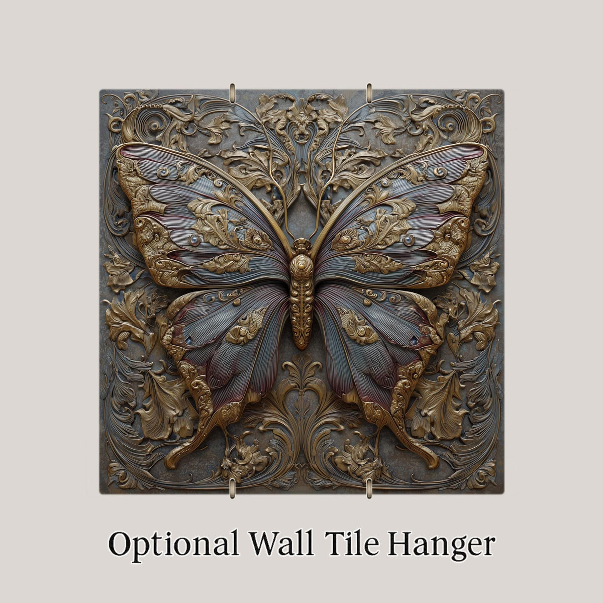 Butterfly Wall Art Ceramic Tile Art Nouveau Gift William Morris Botanical Floral Decor Butterfly Lover Nature Art