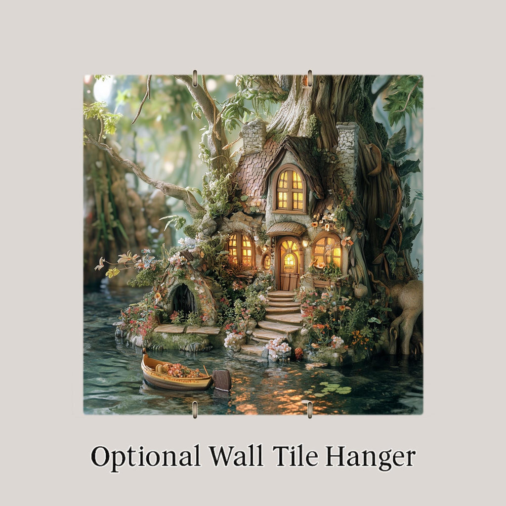 Fairy House Wall Art Ceramic Tile Whimsical Woodland Gift Fairycore Decor Enchanted Cottage Nature Art