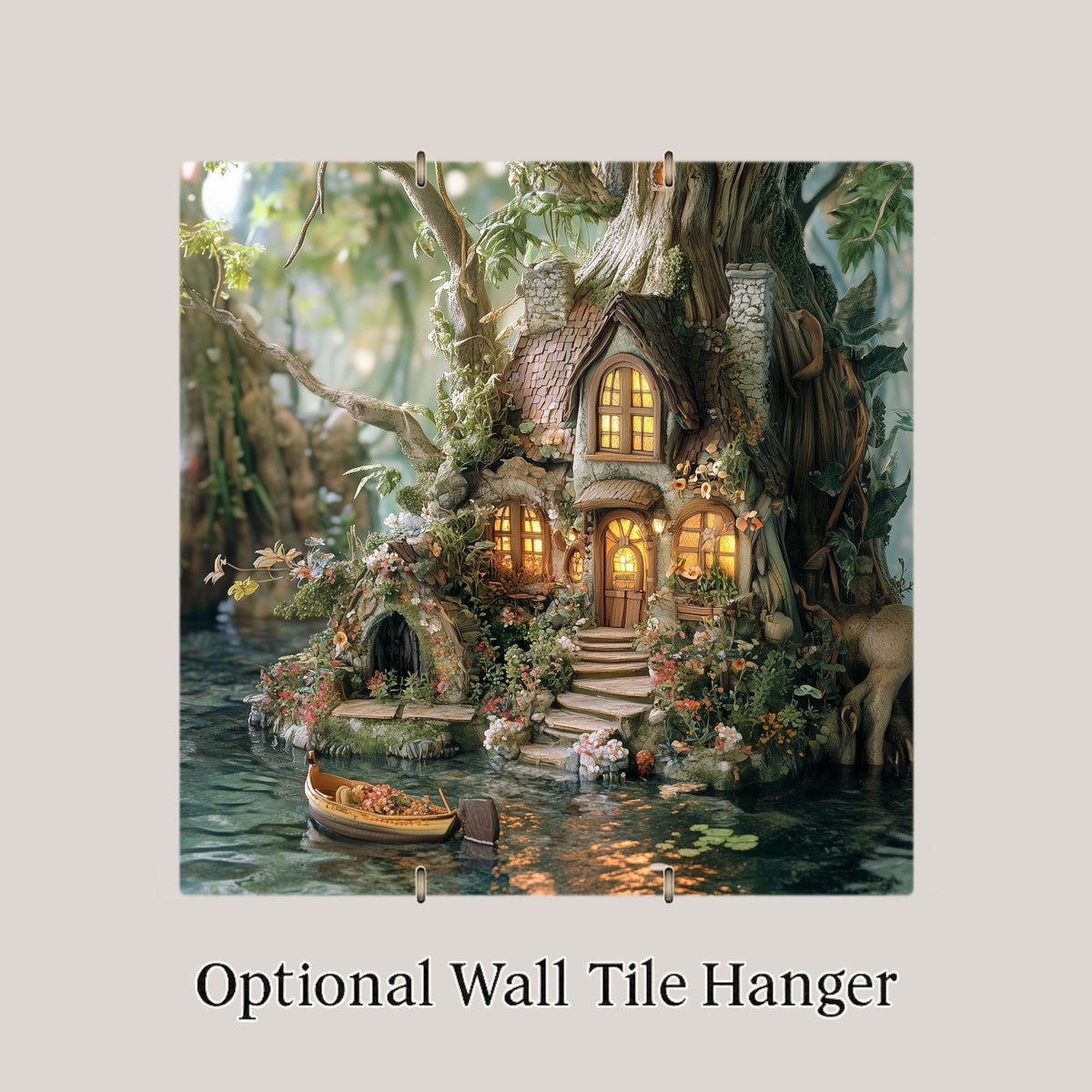 Fairy House Wall Art Ceramic Tile Whimsical Woodland Gift Fairycore Decor Enchanted Cottage Nature Art
