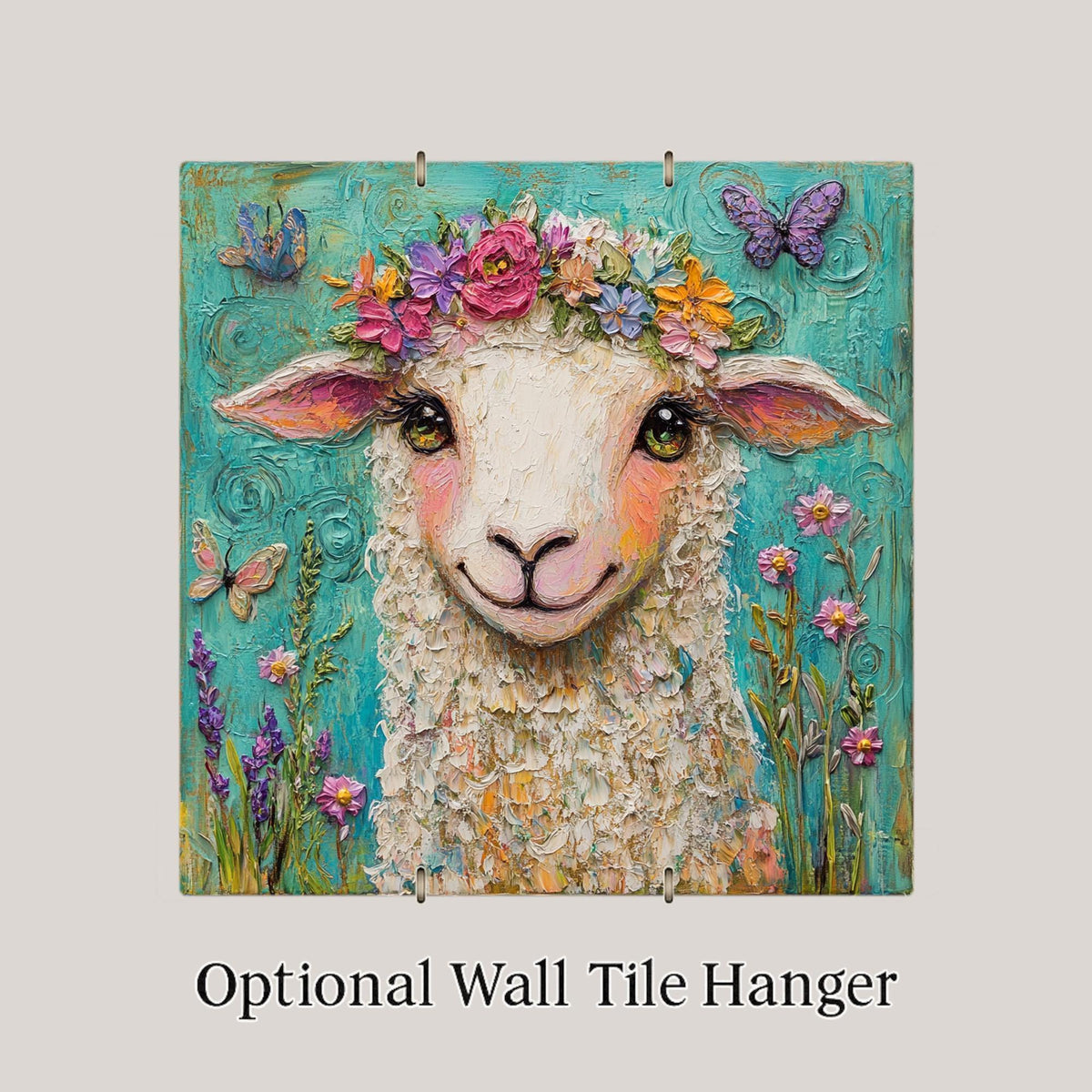 Sheep Wall Art Ceramic Tile Cottagecore Gift Farmhouse Decor Lamb Lover Gift Whimsical Animal Art Tile