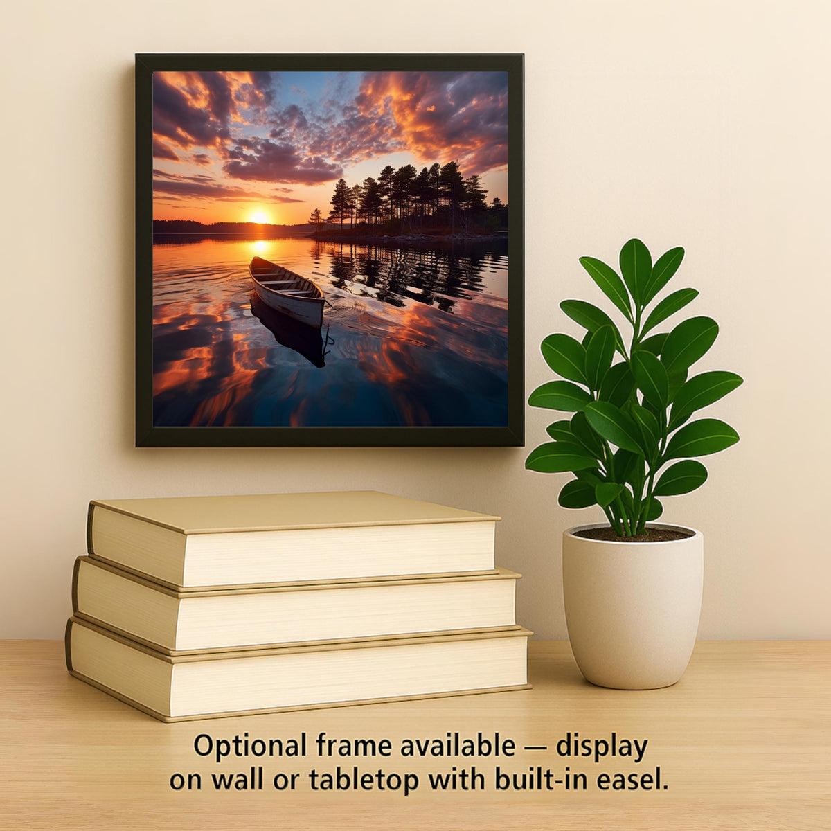 Lake Sunset Canoe Wall Art Ceramic Tile Stained Glass Style Cabin Gift Paddler Decor Lake Nature Travel Anniversary Birthday Gift for Him