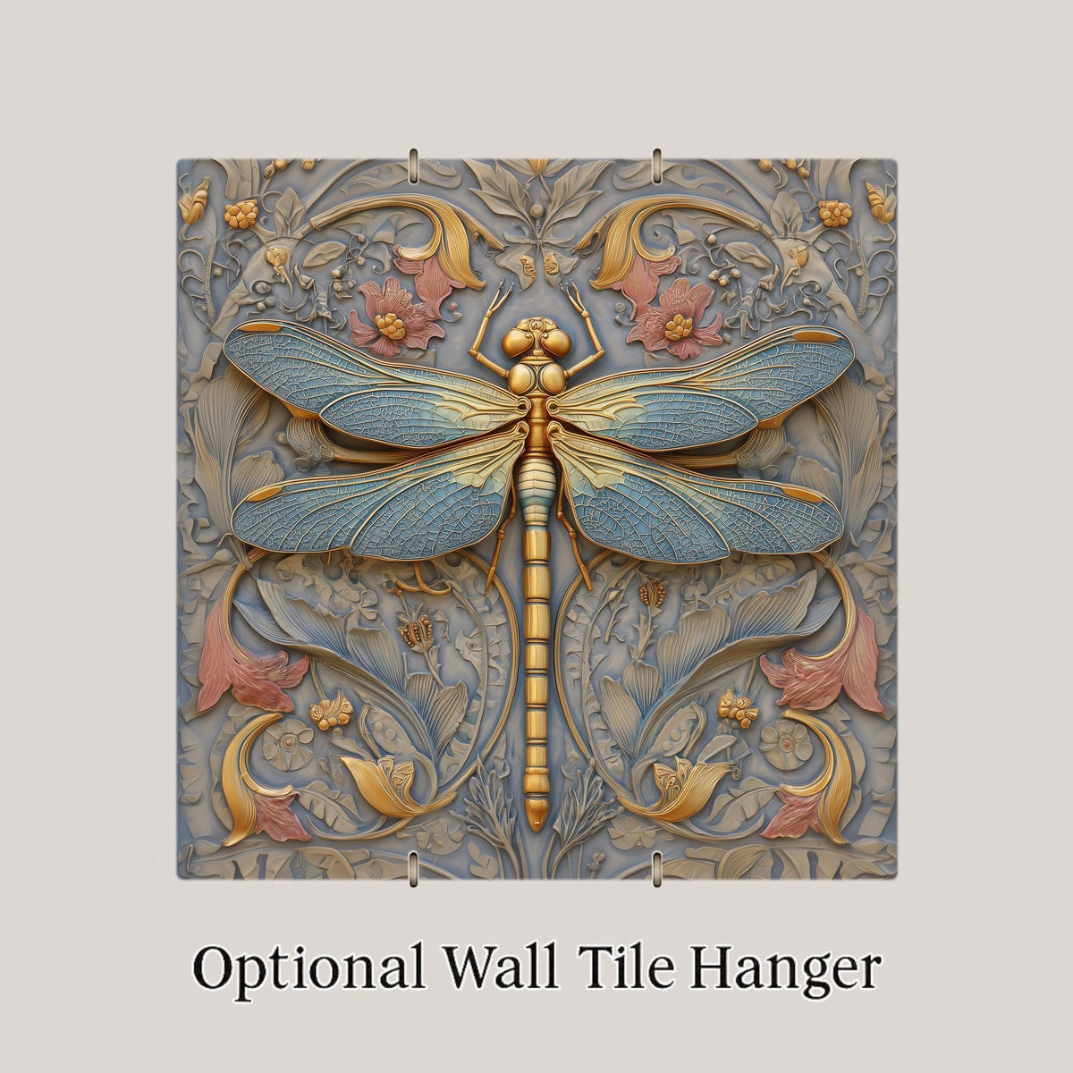 Symbolic Dragonfly Wall Art Ceramic Tile Art Nouveau Gift Nature Inspired Decor Dragonfly Lover Art Gift Tile