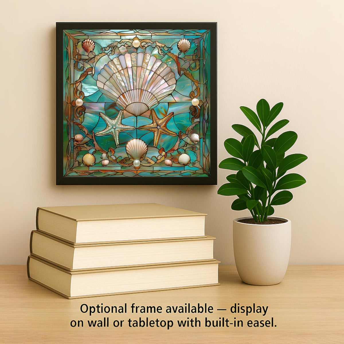 Seashell Wall Art Ceramic Tile Stained Glass Style Coastal Gift Beach House Nature Art Starfish Ocean Decor