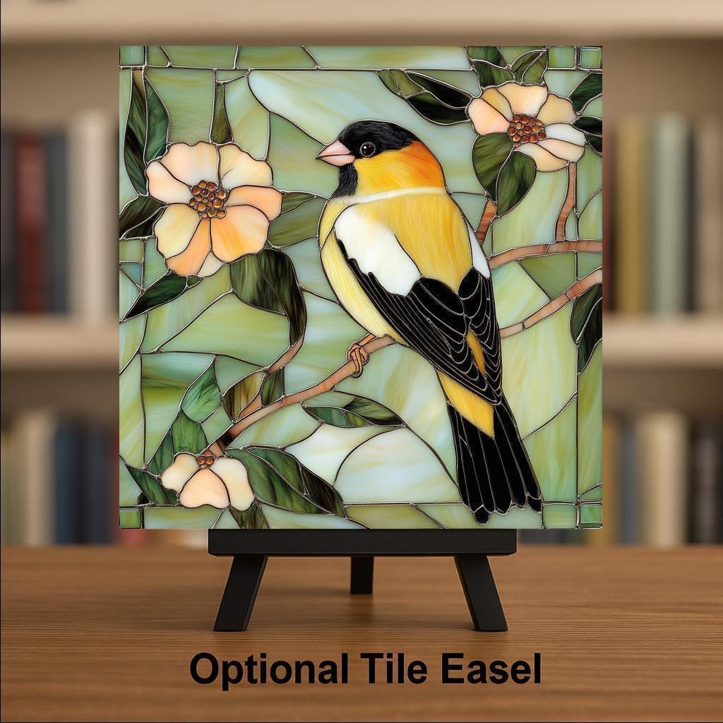Goldfinch Wall Art Ceramic Tile Bird Lover Gift Garden Decor Yellow Bird Art Birdwatcher Gift Memorial Nature
