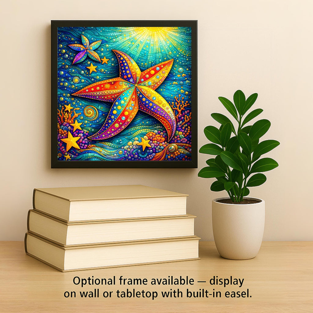 Starfish Wall Art Ceramic Tile Stained Glass Style Ocean Gift Coastal Decor Beach Cottage Nature Art