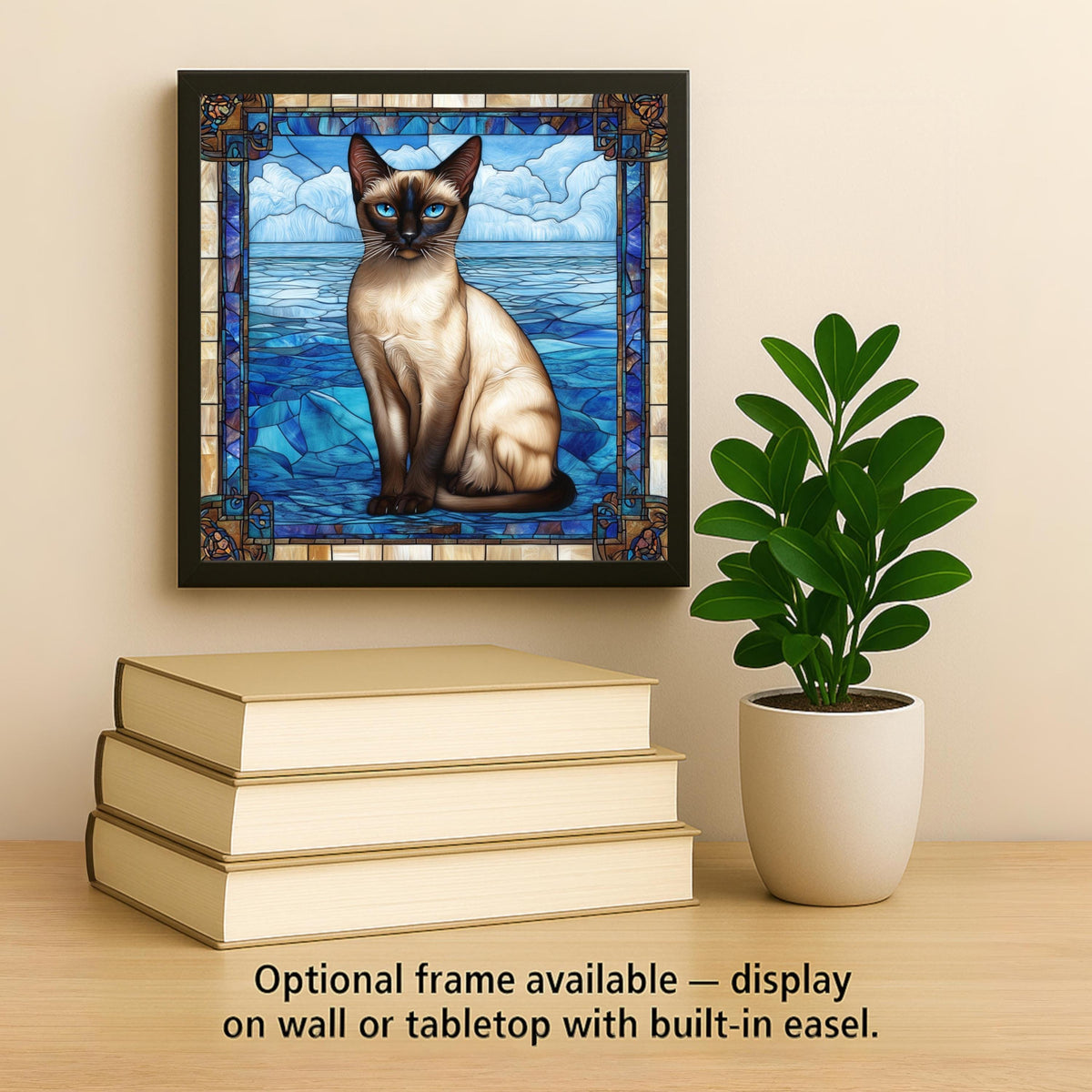 Siamese Cat Wall Art Ceramic Tile Cat Lover Gift Stained Glass Style Decor Elegant Cat Art Cat Owner Gift Tile