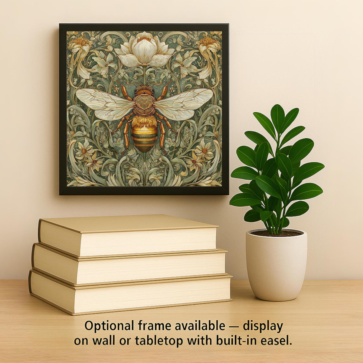 Bee William Morris Ceramic Art Tile: Nature Wall Decor Art Lover Gift Home Decor Wall Art Pollinator Garden Nature Botanical Bee Decor Art