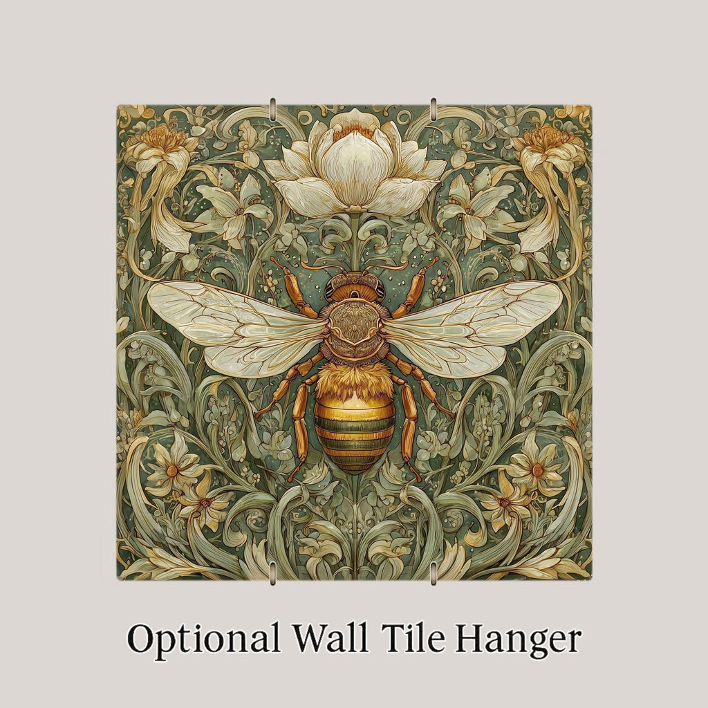 Bee William Morris Ceramic Art Tile: Nature Wall Decor Art Lover Gift Home Decor Wall Art Pollinator Garden Nature Botanical Bee Decor Art