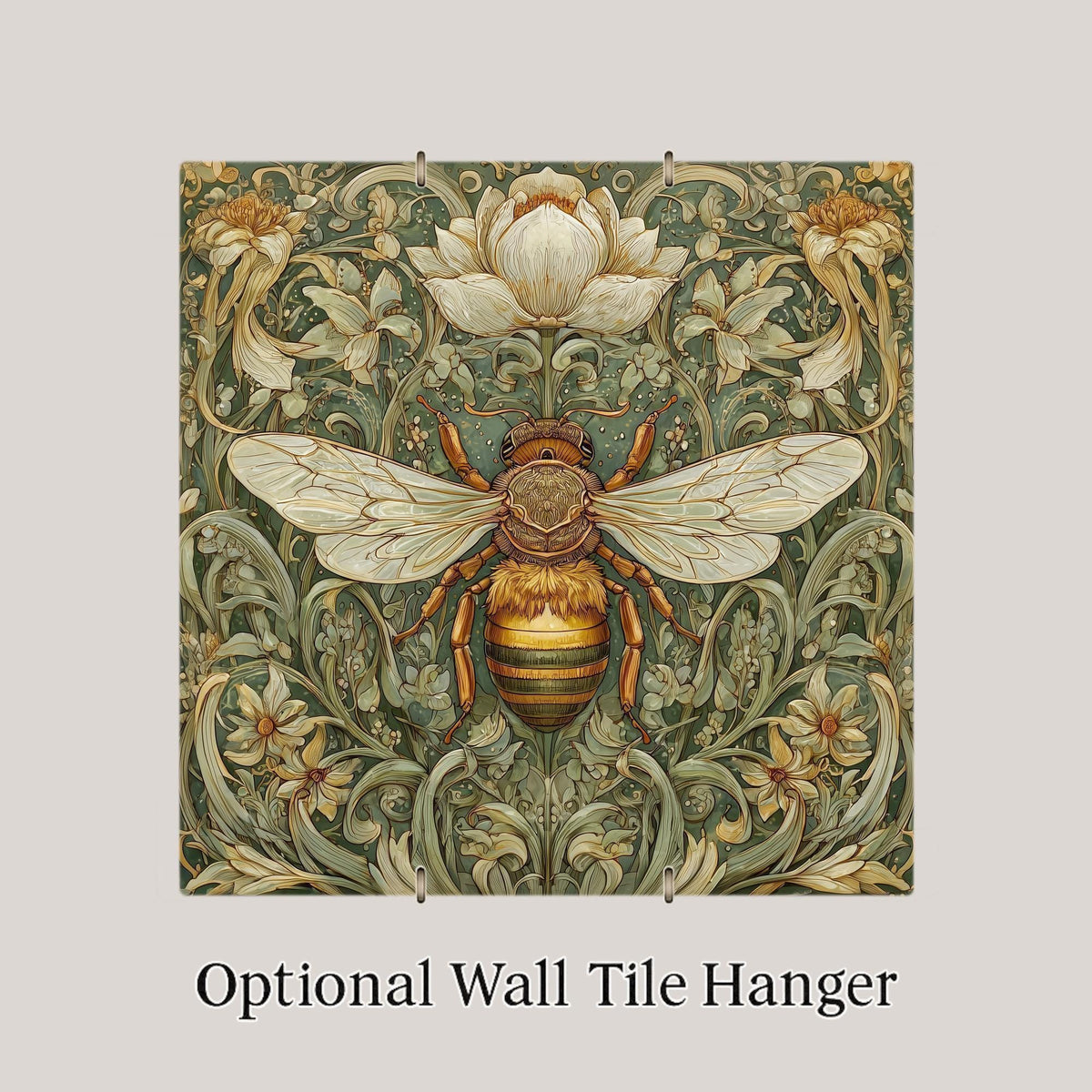 Bee William Morris Ceramic Art Tile: Nature Wall Decor Art Lover Gift Home Decor Wall Art Pollinator Garden Nature Botanical Bee Decor Art