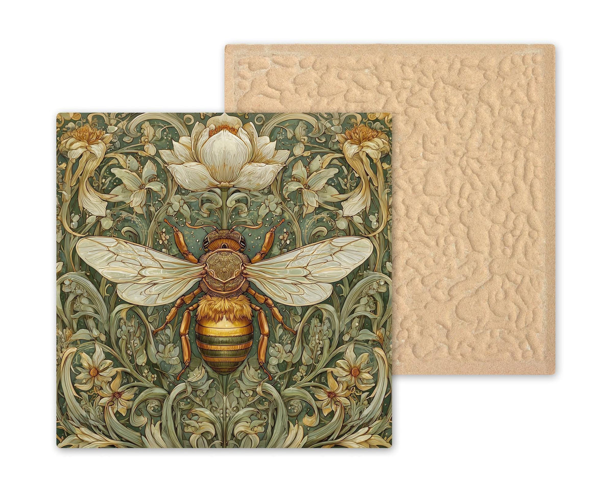 Bee William Morris Ceramic Art Tile: Nature Wall Decor Art Lover Gift Home Decor Wall Art Pollinator Garden Nature Botanical Bee Decor Art