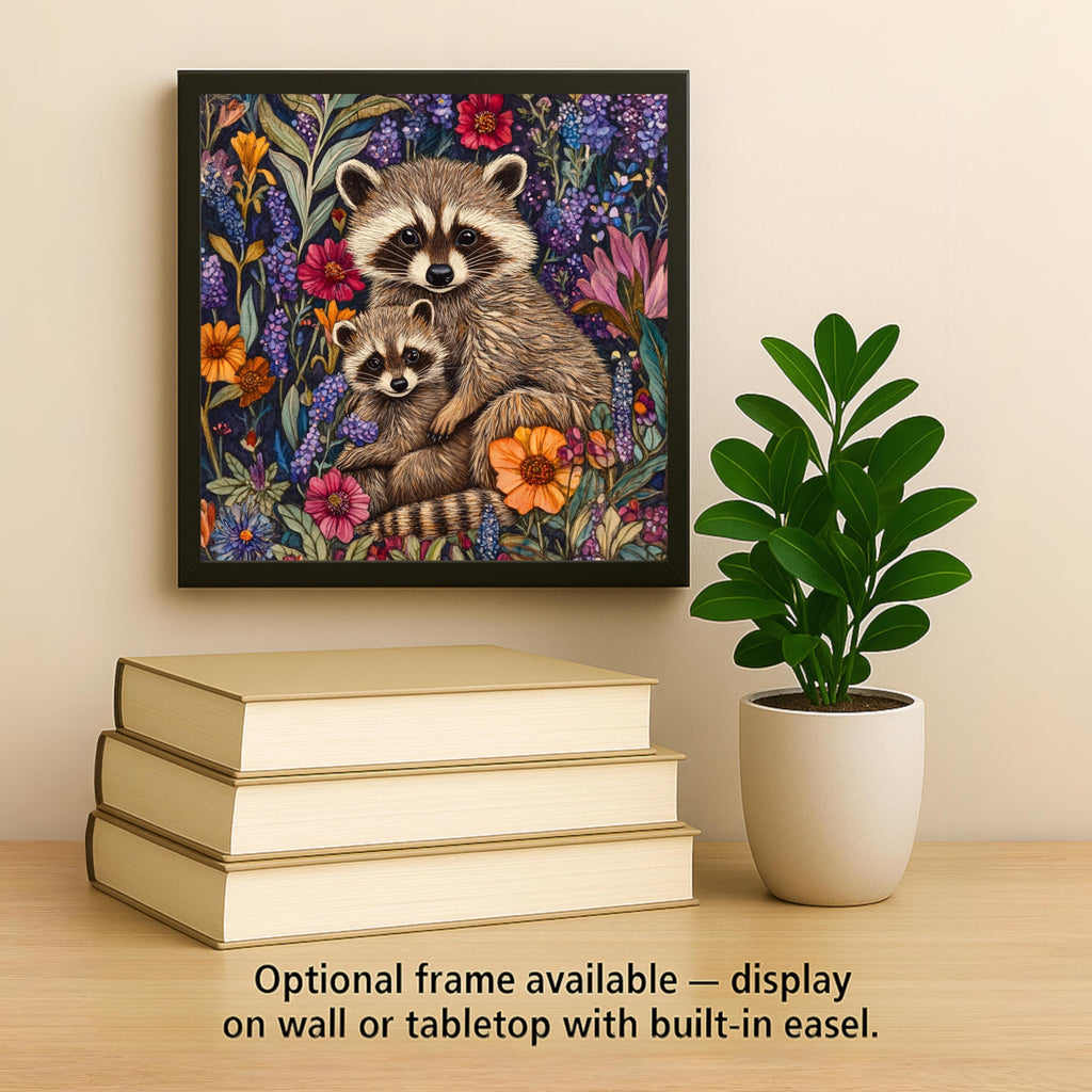 Raccoon Stained Glass Style Ceramic Art Tile: Cabin Wall Decor Nature Lover Gift Woodland Home Decor Wall Art