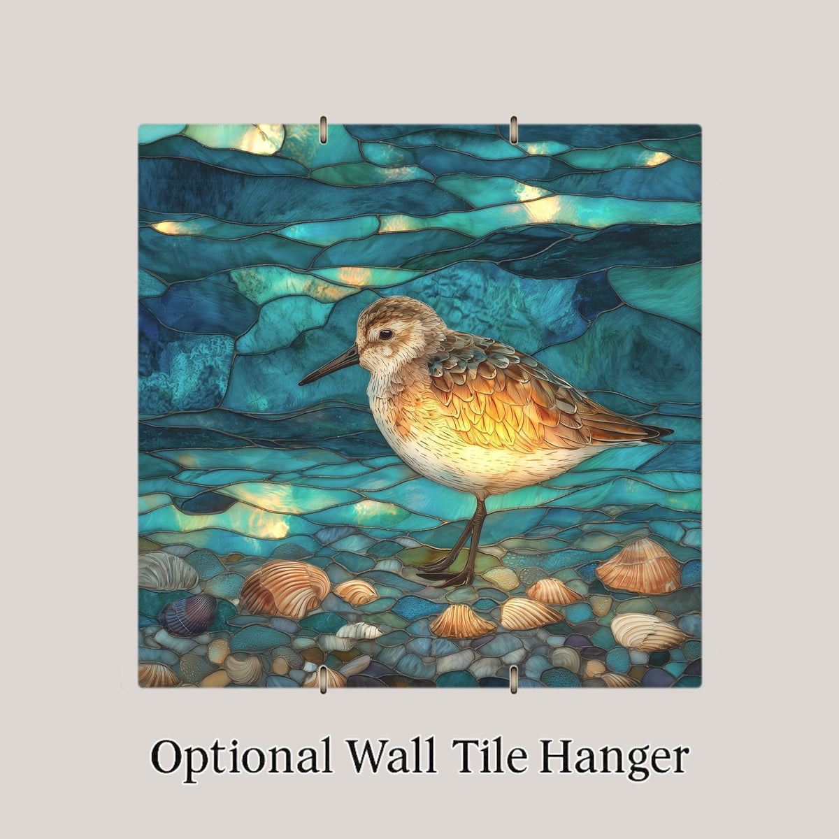 Sandpiper Wall Art Ceramic Tile Coastal Stained Glass Style Beach Decor Ocean Shore Bird Nautical Home