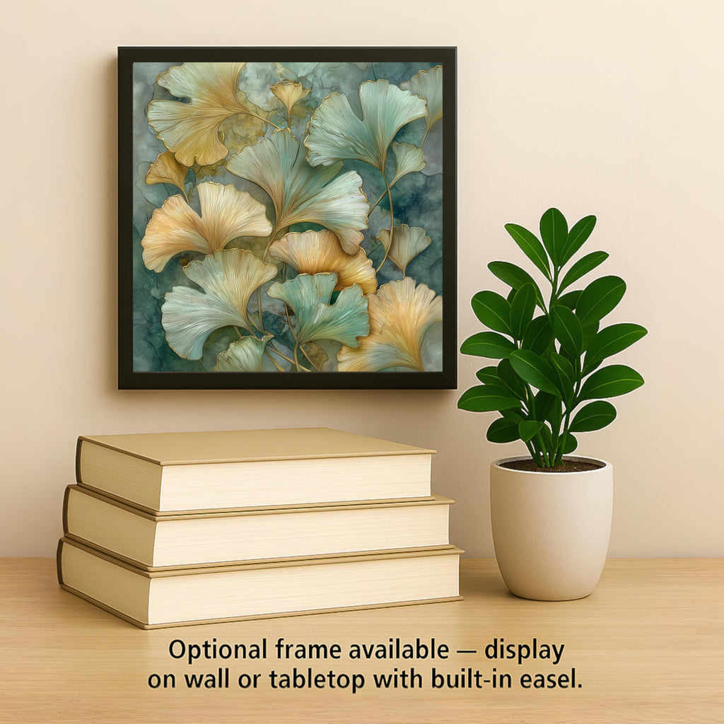 Ginkgo Botanical Wall Art Ceramic Tile Nature Inspired Gift Stained Glass Style Decor Plant Lover Art Gift Tile