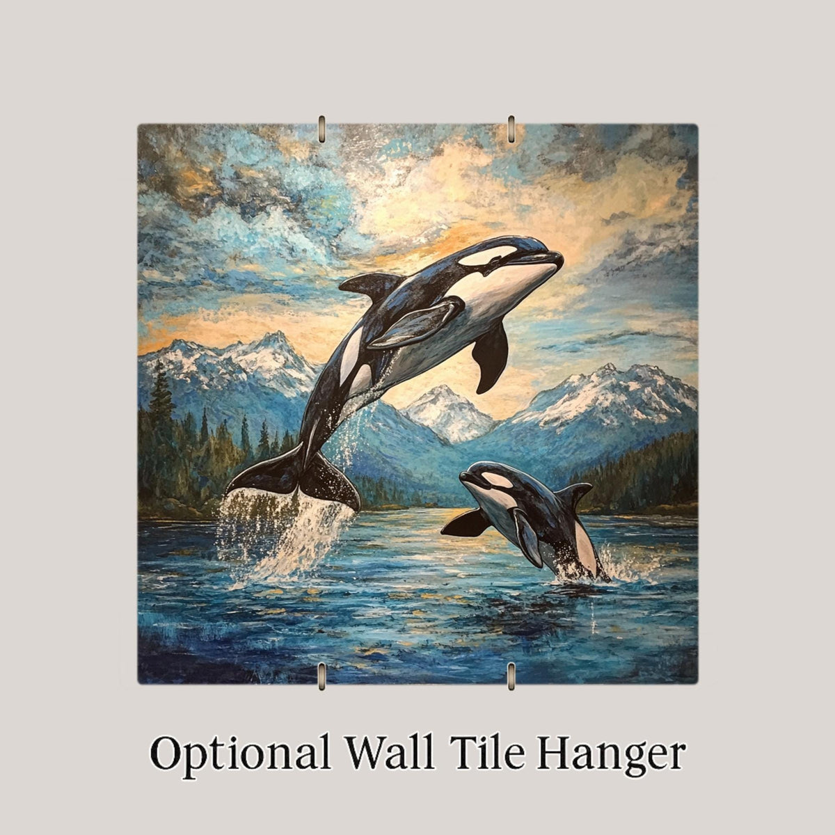 Orca Whale Wall Art Ceramic Tile Stained Glass Style Coastal Wildlife Gift Marine Life Art Whale Lover Nautical Anniversary Birthday
