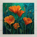 Add vibrant beauty to your home with this California Poppy Ceramic Tile Art. Featuring glowing orange blooms in a stained glass style, it’s ideal for floral or nature-inspired décor. Optional premium frame, wall hanger, or cork backing available.