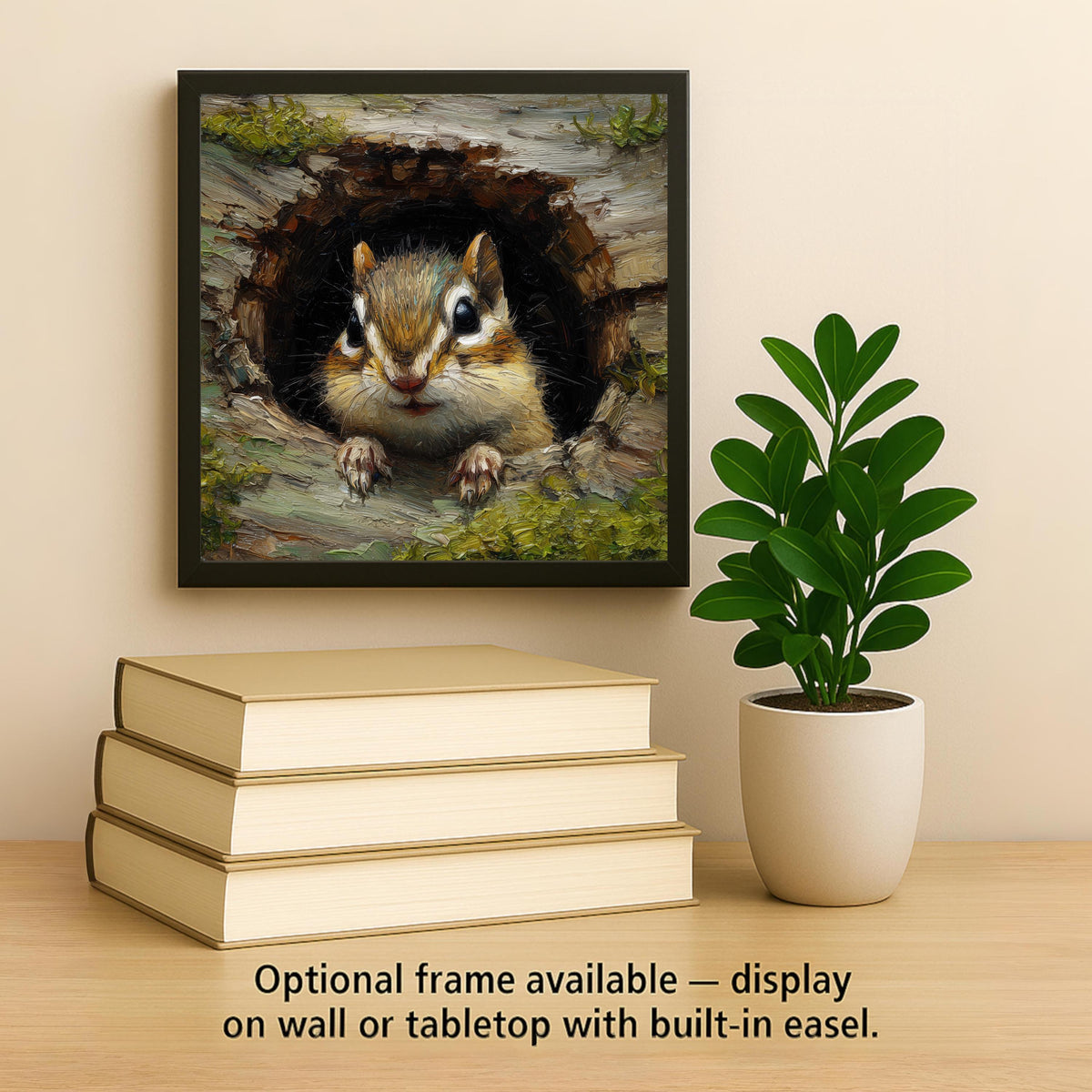 Chipmunk Ceramic Art Tile – Woodland Wildlife Wall Decor, Rustic Cabin Nature Lover Gift