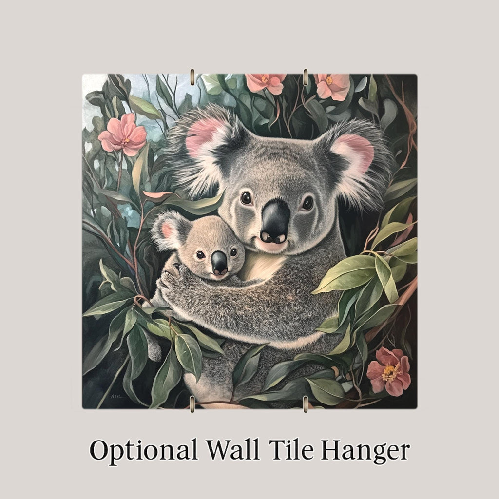 Koala Wall Art Ceramic Tile Mother Baby Gift Wildlife Lover Gift Australia Animal Nursery Decor Tile