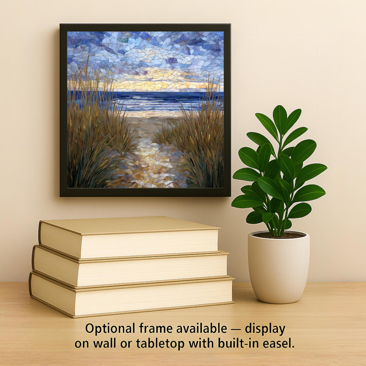 Cape Cod Beach Path Wall Art Ceramic Tile Stained Glass Style Coastal Gift Ocean Decor Place Identity