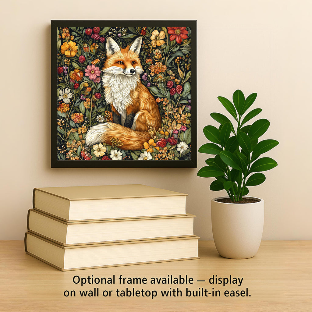 Fox Wall Art Ceramic Tile Art Nouveau Gift William Morris Woodland Fox Decor Fox Lover Botanical Nature Art