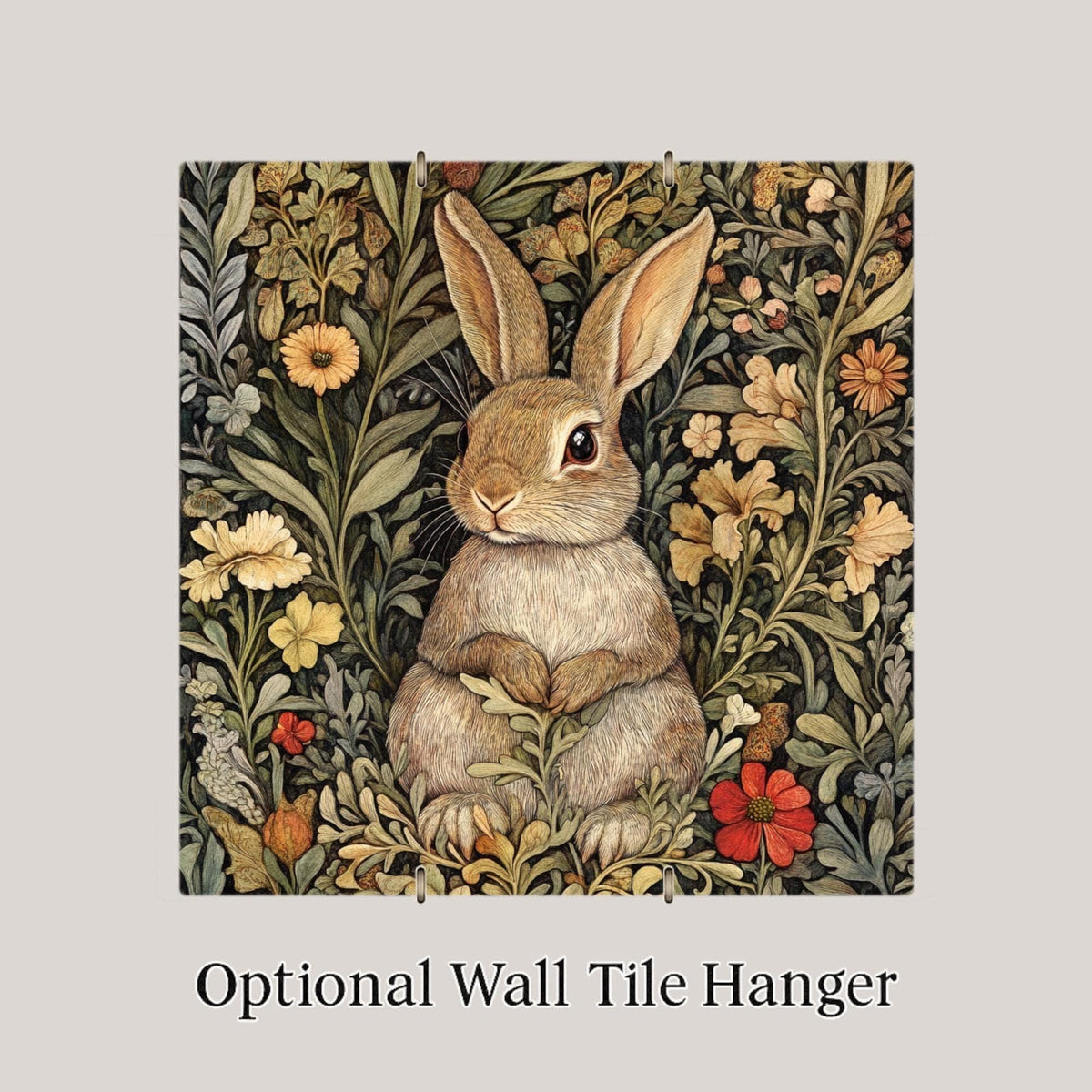 Bunny Wall Art Ceramic Tile Art Nouveau Gift William Morris Inspired Hare Nature Art Woodland Rabbit Lover Gift