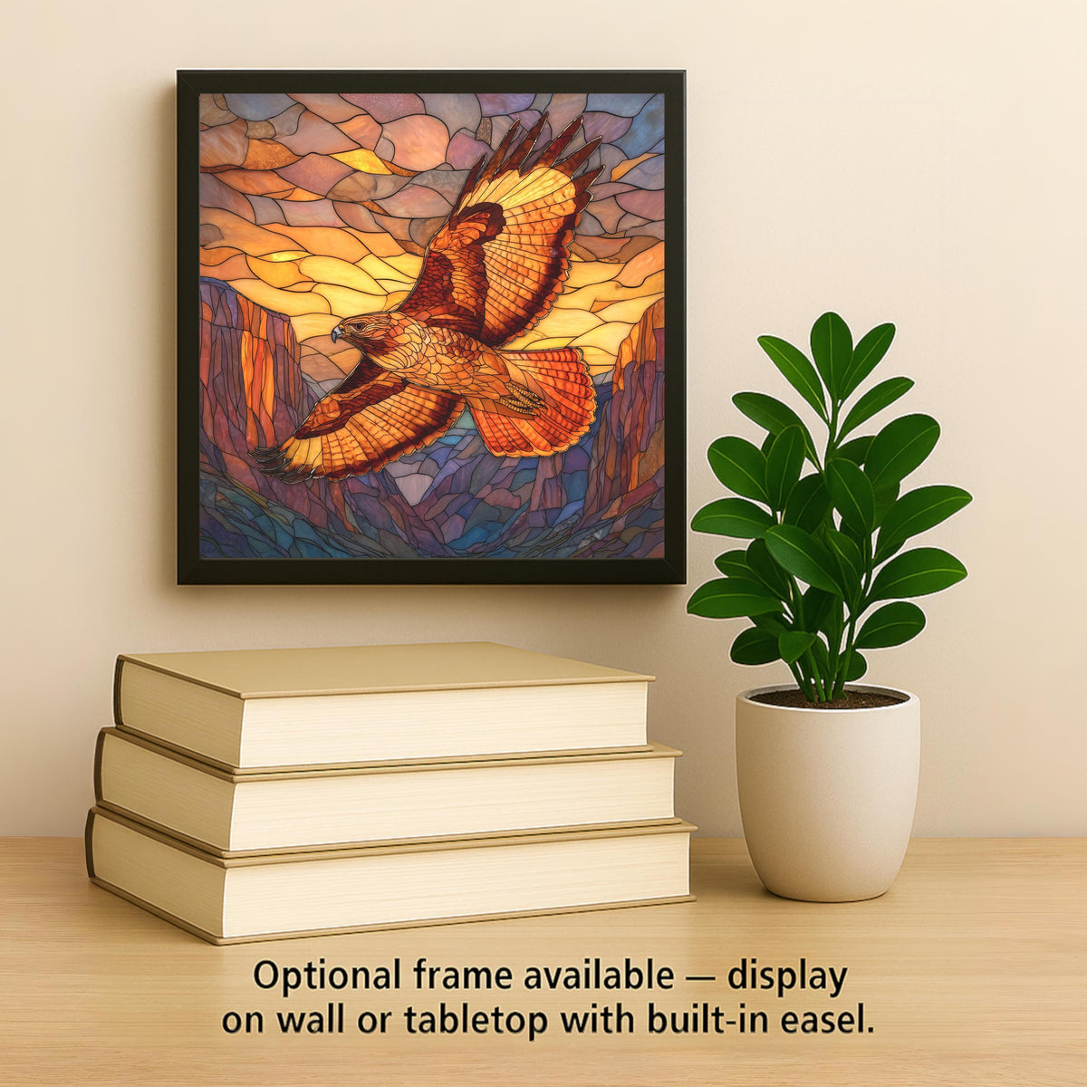Red Tailed Hawk Wall Art Ceramic Tile Wildlife Gift Mountain Sunset Decor Nature Art Hawk Lover Gift Tile