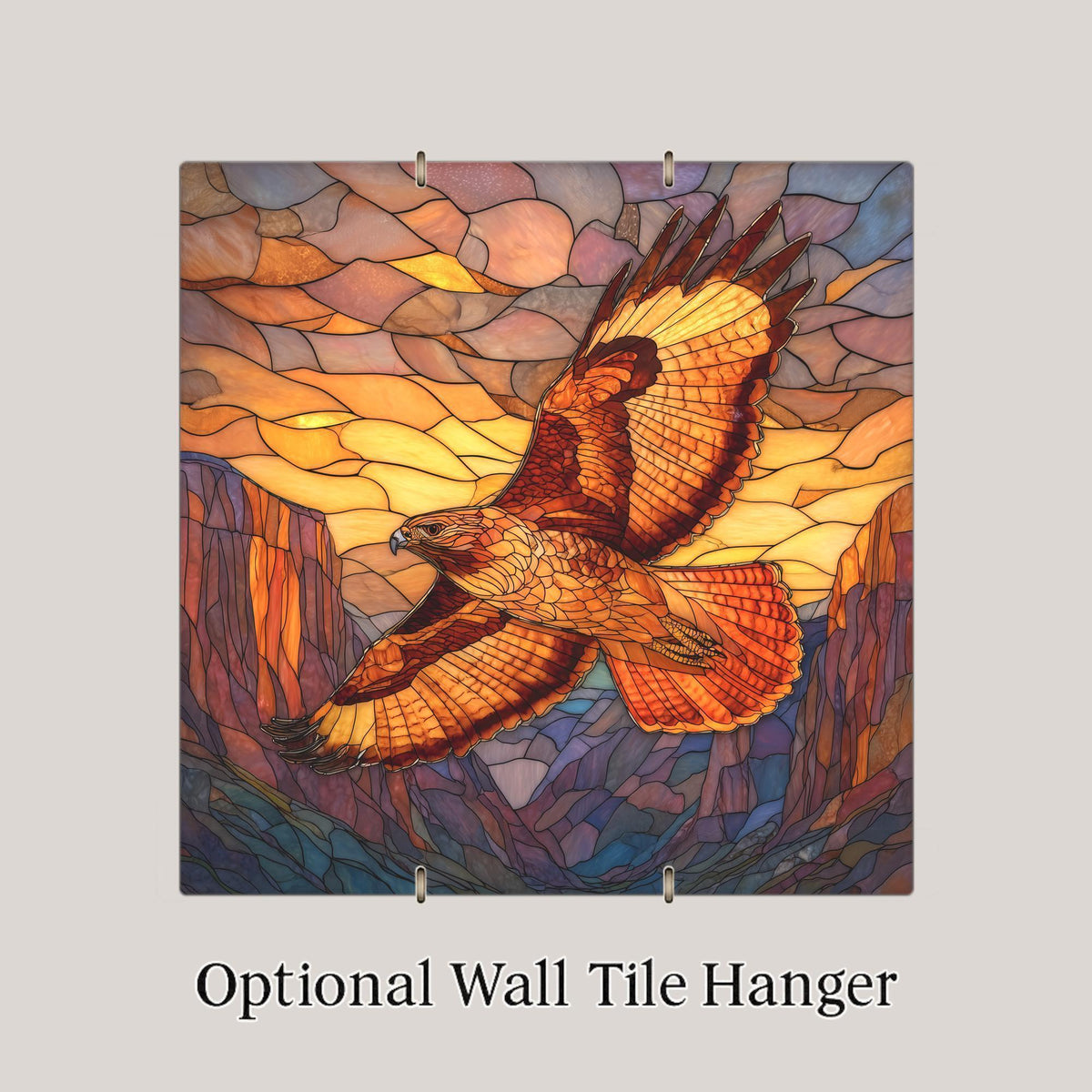 Red Tailed Hawk Wall Art Ceramic Tile Wildlife Gift Mountain Sunset Decor Nature Art Hawk Lover Gift Tile