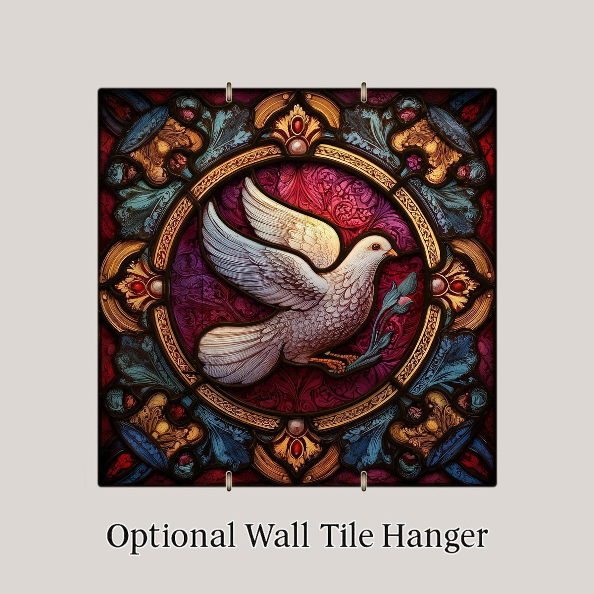 Dove Gift Ceramic Tile Wall Art Stained Glass Style Peace Dove Decor Christian Home Gift Spiritual Bird Tile