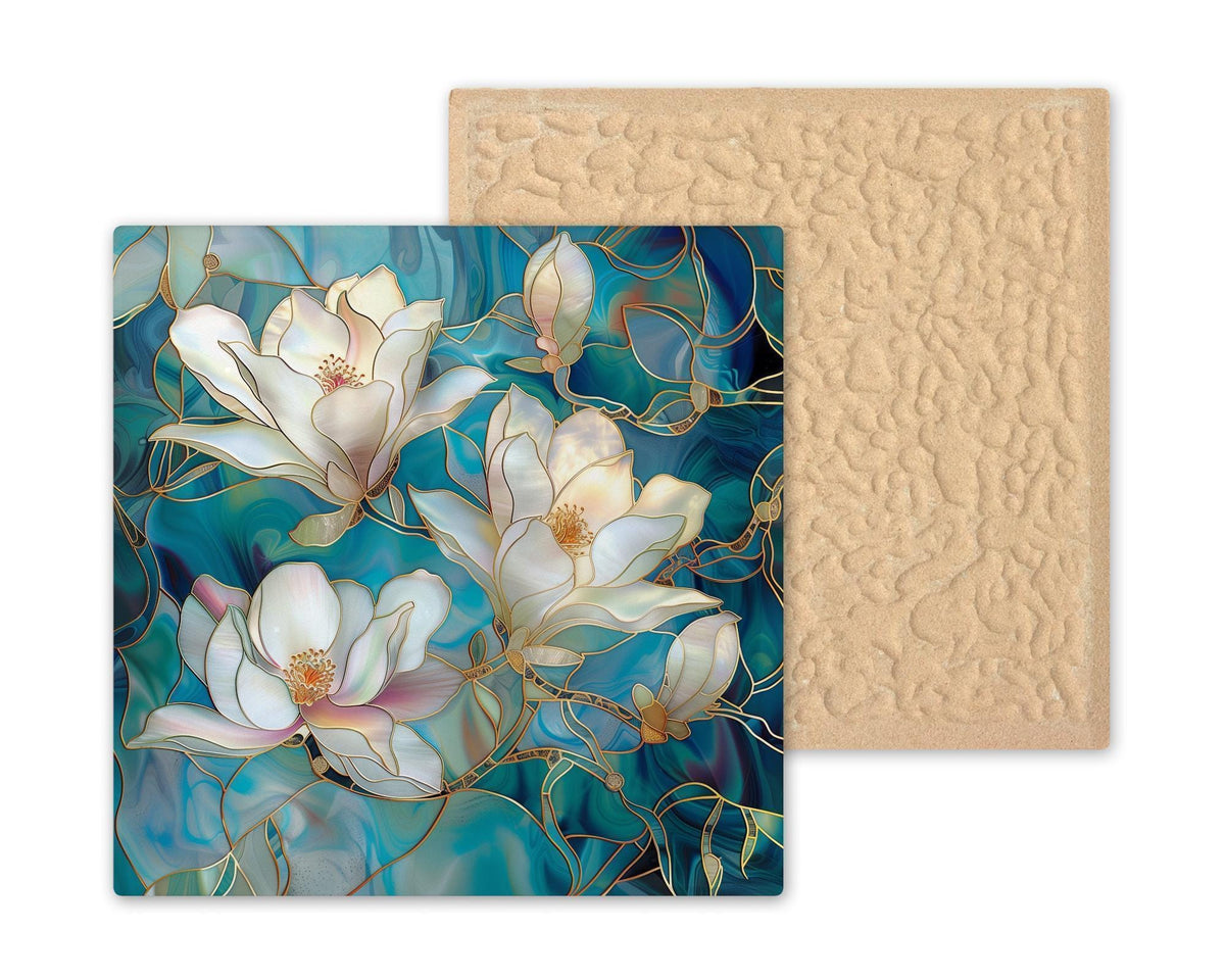 Magnolia Wall Art Ceramic Tile Art Nouveau Gift William Morris Botanical Floral Decor Magnolia Lover Nature Art