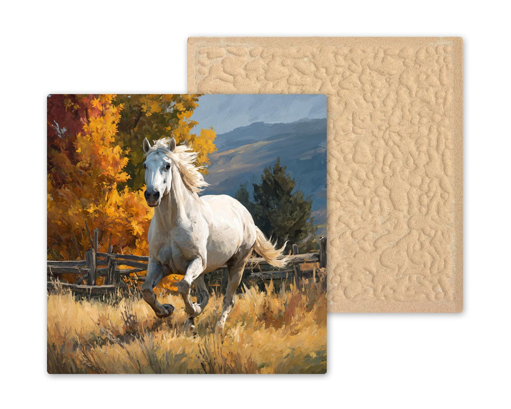 Horse Wall Art Ceramic Tile Horse Lover Gift Equestrian Decor White Horse Tile Art