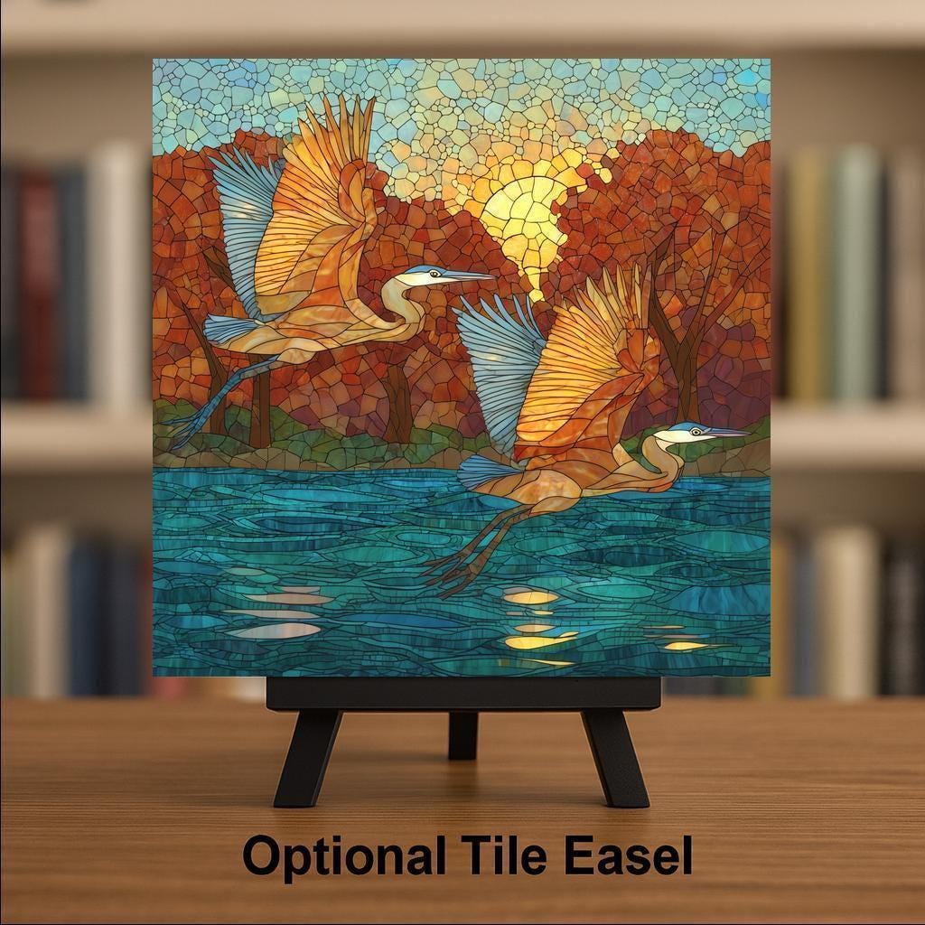 Heron Wall Art Ceramic Tile Bird Lover Gift Great Blue Heron Decor Wildlife Art Tile