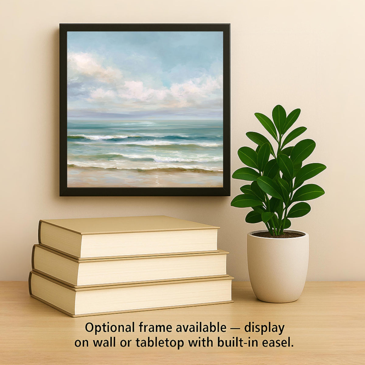 Ocean Waves Ceramic Art Tile – Stained Glass Style Coastal Seascape Wall Decor, Serene Beach House Gift