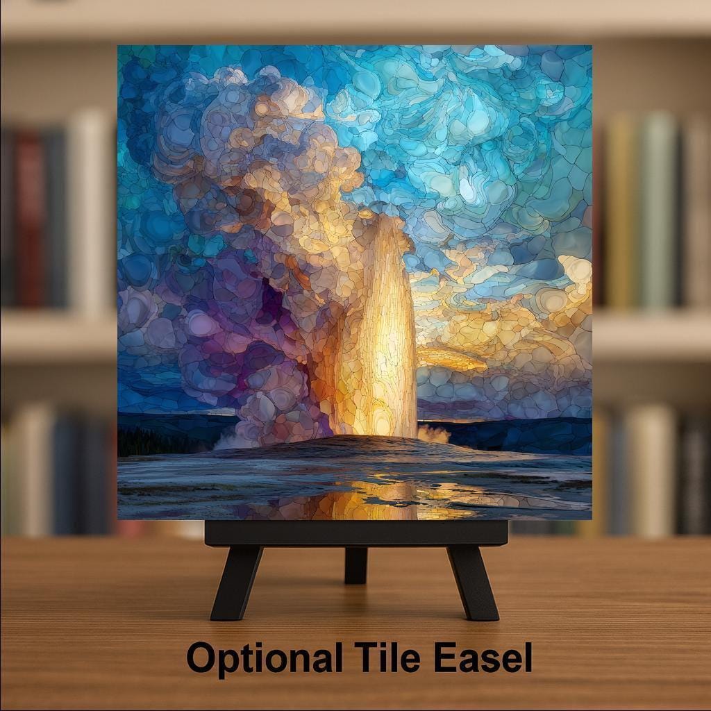 Old Faithful Wall Art Ceramic Tile Yellowstone Gift National Park Decor Wyoming Art Nature Lover Gift Tile