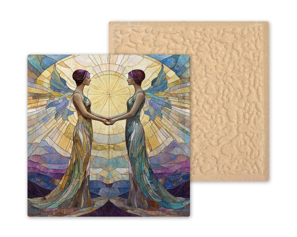 Gemini Zodiac Wall Art Ceramic Tile Astrology Gift Stained Glass Style Decor Twin Symbol Art Gemini Lover Gift Tile