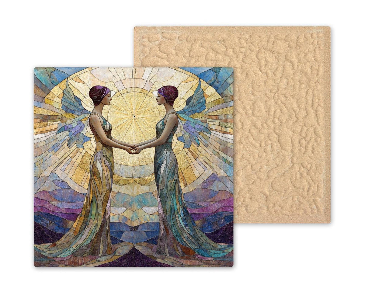 Gemini Zodiac Wall Art Ceramic Tile Astrology Gift Stained Glass Style Decor Twin Symbol Art Gemini Lover Gift Tile