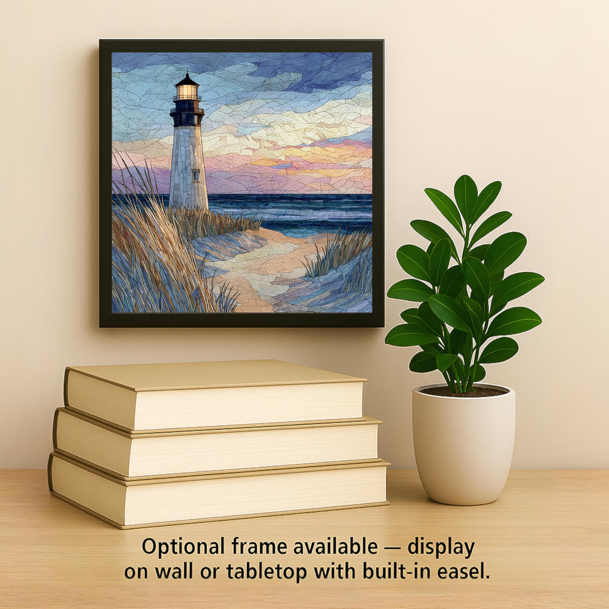 Lighthouse Ceramic Tile Wall Art – Stained Glass Style Coastal Decor, Beach Lighthouse Wall Decor Home Decor Gift