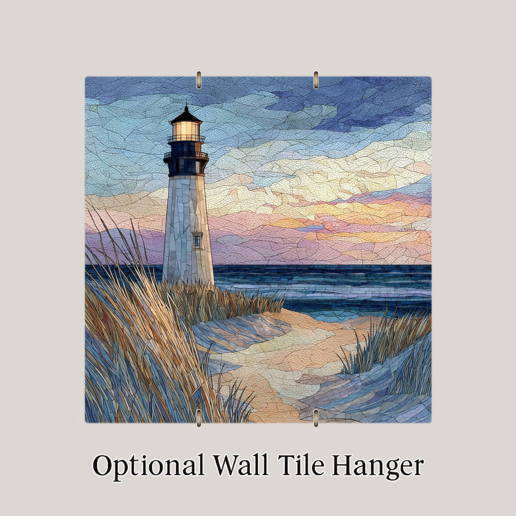 Lighthouse Ceramic Tile Wall Art – Stained Glass Style Coastal Decor, Beach Lighthouse Wall Decor Home Decor Gift