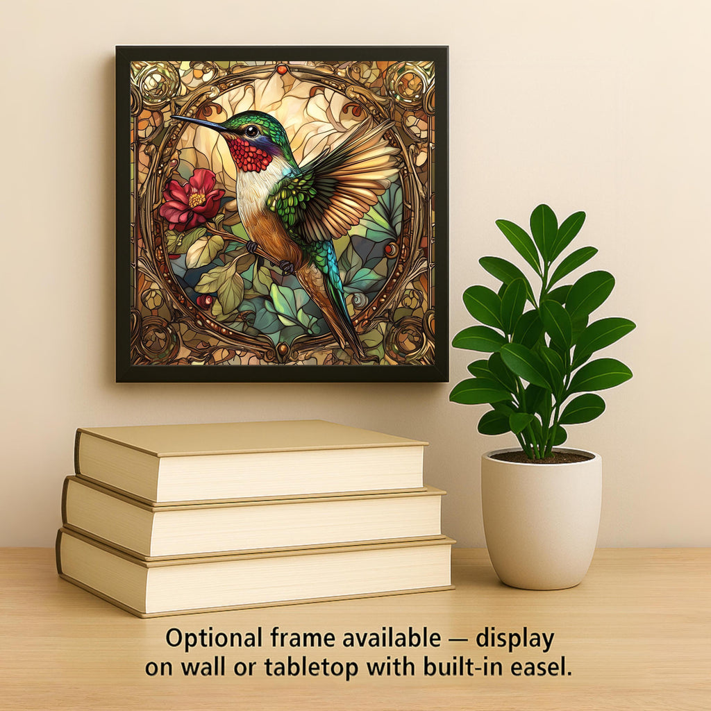 Art Nouveau Hummingbird Wall Art Ceramic Tile Nature Gift Vintage Decor Floral Bird Art Hummingbird Gift Tile
