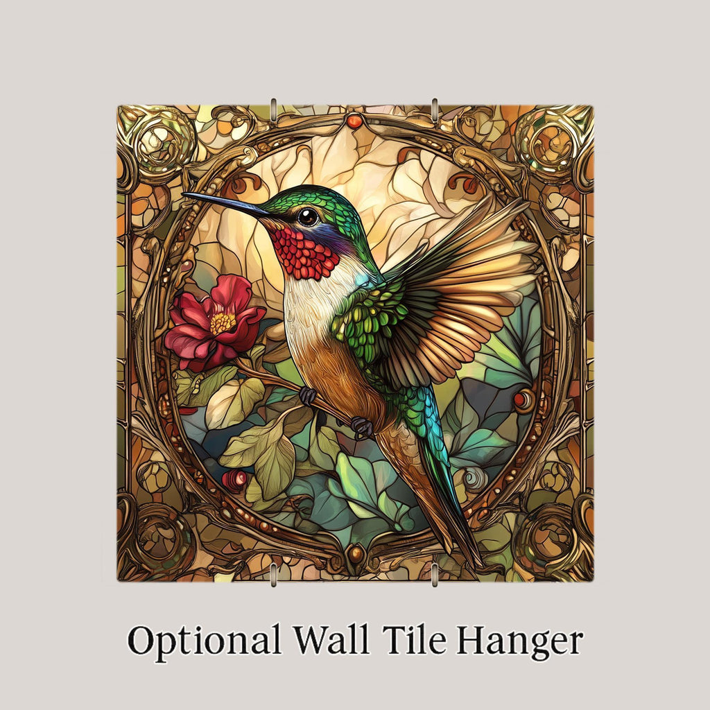 Art Nouveau Hummingbird Wall Art Ceramic Tile Nature Gift Vintage Decor Floral Bird Art Hummingbird Gift Tile